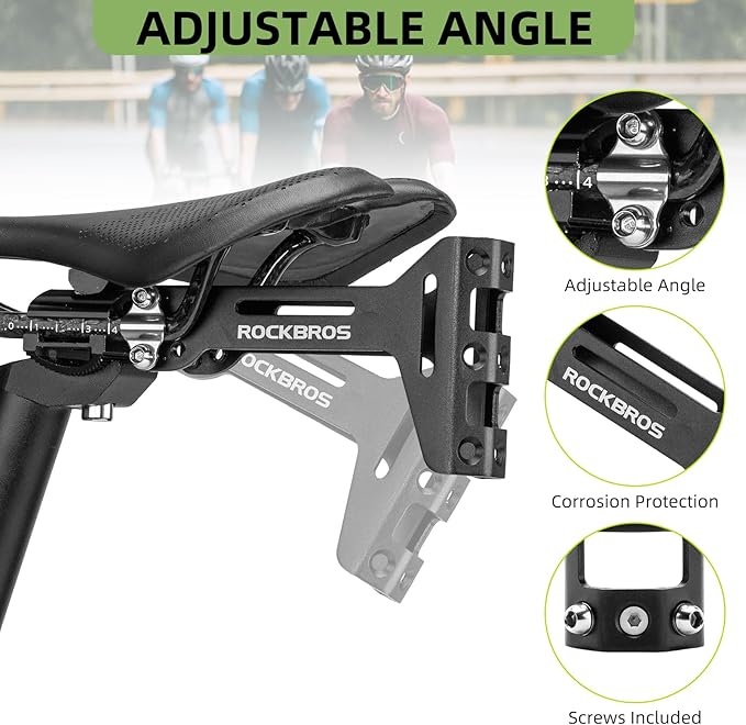 ROCKBROS Bike Water Bottle Cages Saddle Cage Converter with Adjustable Angle Aluminum Alloy Lightweight Bicycle Bottle Holder Saddle Mount Adapter Suitable for Road Bike MTB