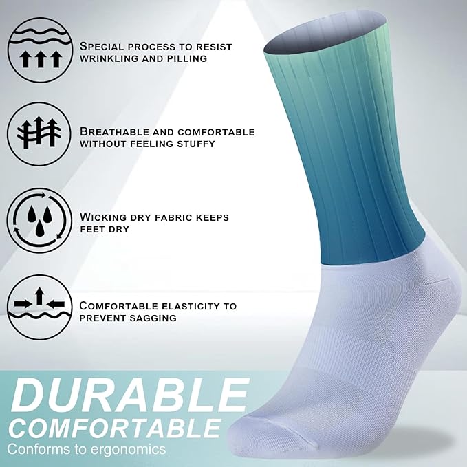 Cycling Socks Athletic Crew Socks Breathable Cushioned Compression Running Hiking Socks For Mens Womens