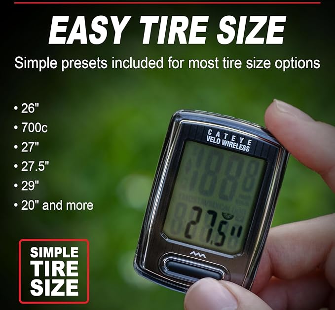 CATEYE Velo Wireless Bike Computer – Analog Speedometer & Odometer with Calorie Tracking, Auto Start/Stop, Programmable Odometer, Waterproof IPX8, Secure Zip-Tie Mount