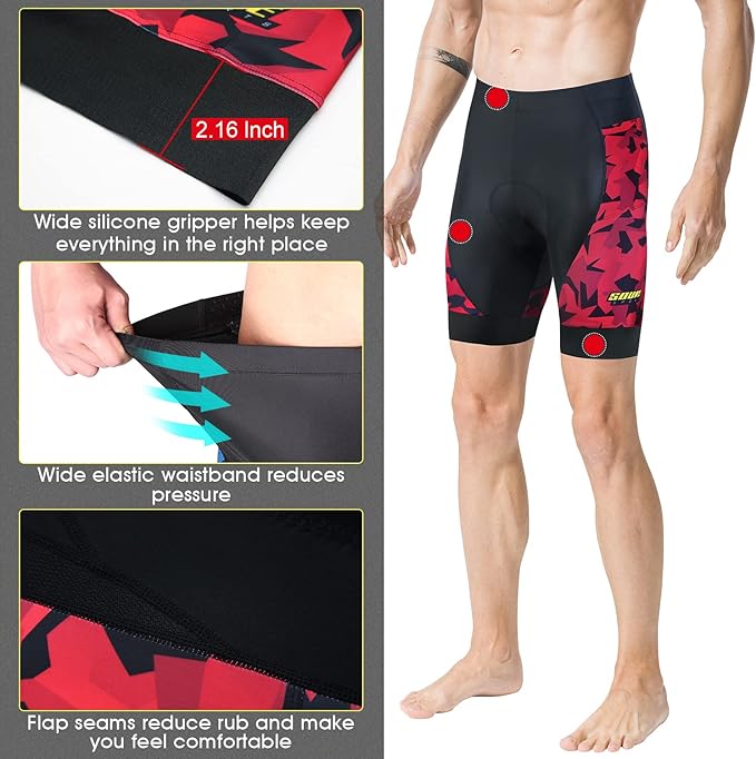 Souke Sports Padded Bike Shorts for Men Cycling Bicycle Shorts Comfortable Road Biking Pants
