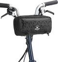 Rhinowalk Handlebar Bag for Brompton Folding Bike & Road Bikes, 1.9L Compact Pouch with Shoulder Strap, 3-Point Mounting, Front Zipper Pocket, Internal Storage for Cycling & Commuting (Black)