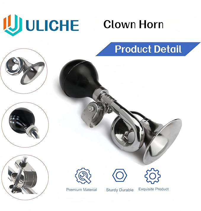 Kids Bike Horn, Metal Snail Bugle Funny Horn,Retro Air Clown Horn,Classic Vintage Metal Twist Loudspeaker Siren Hooter Snail Air Horn for Golf Cart Bicycles,Kids & Adults Christmas Party Gift
