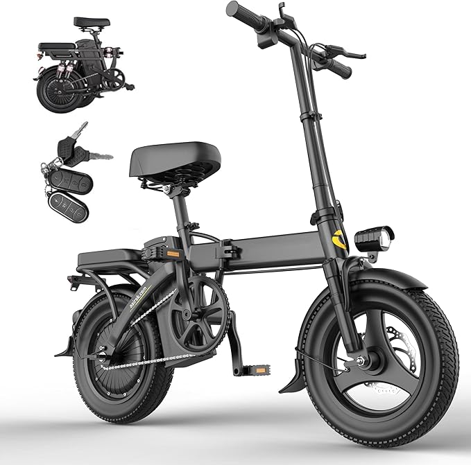 Electric Bike for Adults, Peak 748W Motor, Top Speed 20 MPH, 48V Removable Battery, Max 30/40 Miles Long Range, 14" Folding Electric Bicycle Adult & Teens for Commuting, UL 2849 Certified
