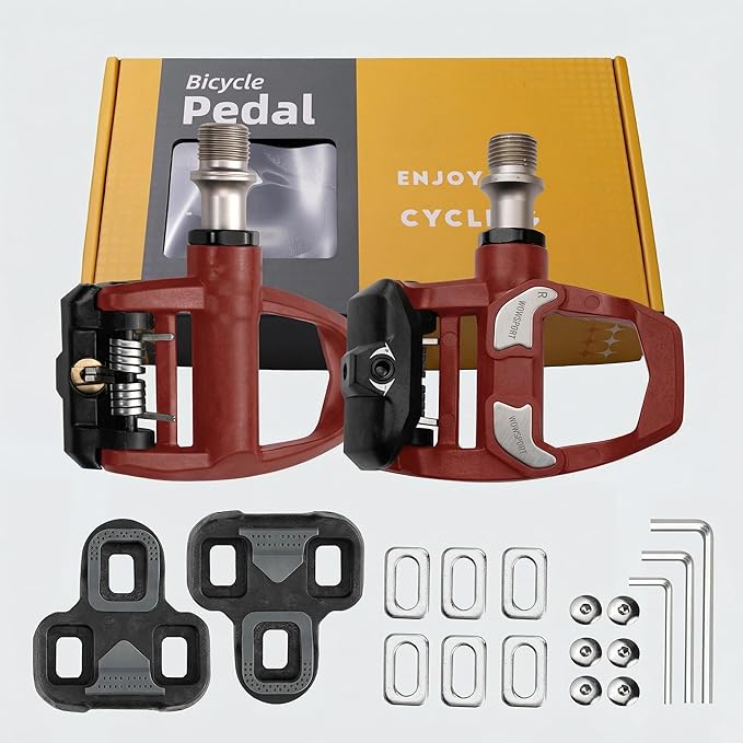 WOWSPORT Look Keo Road Bike Pedals - Lightweight Clipless Pedals with Sealed Bearings & Nylon/Carbon Body | 9/16″ Spindle, Compatible with Look Keo Cleats for Indoor & Road Cycling