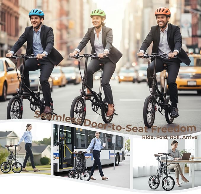 1-Second Quick Fold Bike: 16 Inch Adult Folding Bicycle, Lightweight 33lbs & 95% Pre-Assembled, 7-Speed Commuter Bike, Ultimate Space-Saver for City Travel