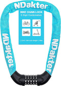 NDakter Bike Lock, 5 Digit Combination Heavy Duty Anti Theft Bicycle Chain Lock, 2.62/3.2/4.27/5/6Ft Long, High Security Resettable, Suitable for Bike, Scooter, Door, Gate, Fence-4/6mm Thick