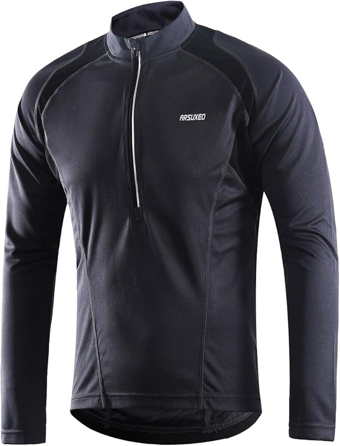 ARSUXEO Men's Half Zipper Cycling Jerseys Long Sleeves Mountain Bike Shirts 6031