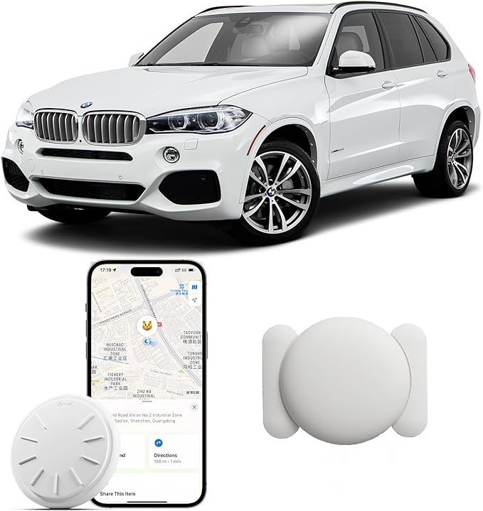 GPS Tracker for Vehicles, 1PCS Tracker Device for Vehicles, Work with Find My (iOS Only), Tracking Devices for Cars Hidden with Magnetic Case, No Monthly Fee (Magnetic (White, 1PCS))
