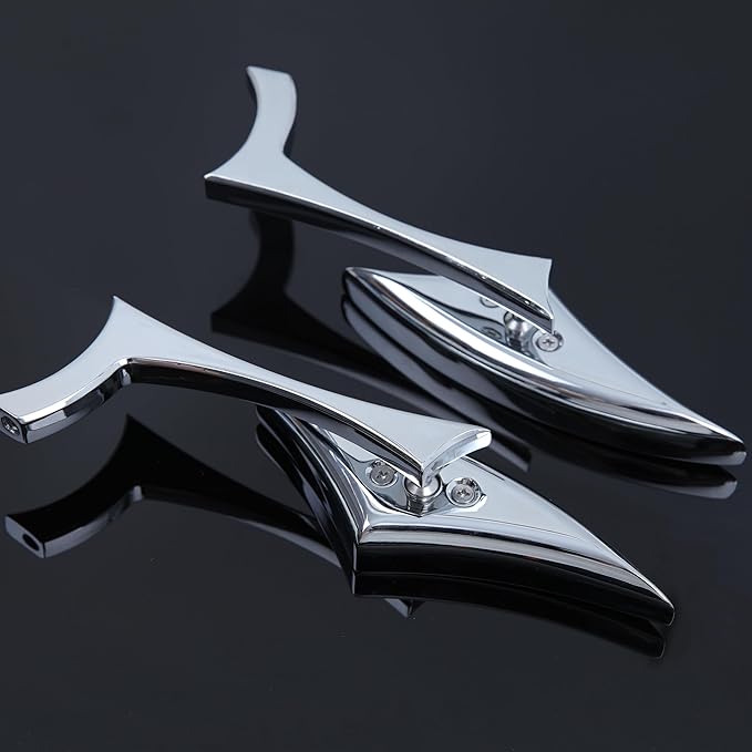 Chrome 8mm/10mm Motorcycle Blade Steady CNC Aluminum Rearview Side Mirrors Compatible with Cruiser Chopper Street Bike Scooter Dirt Bike