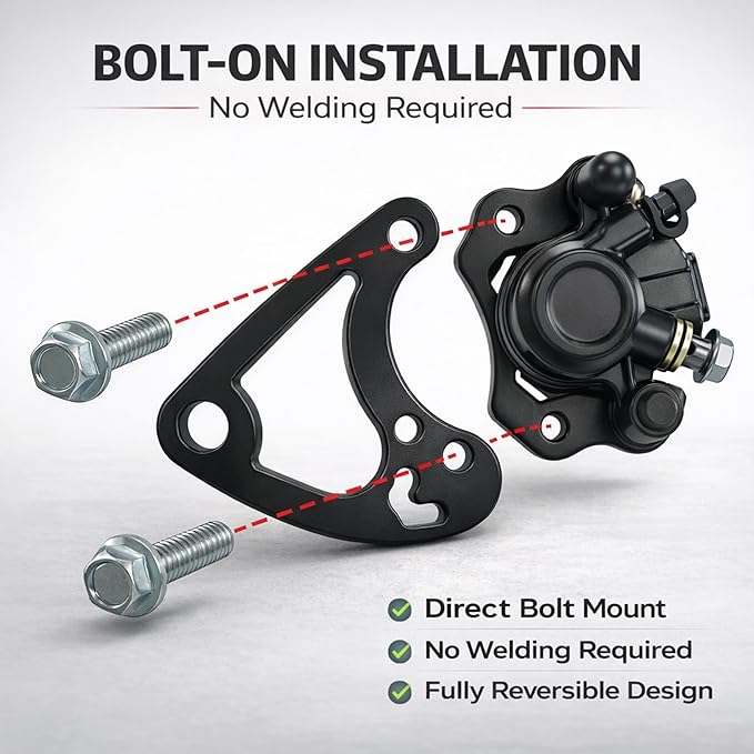 JMCHstore Mini Bike to ATV Hydraulic Brake Caliper Bracket kit for Motovox MBX10 Monster Mega Moto MM80 80cc For FRP GMB100 98cc, For Coleman CT100U CC100X; Heavy-Duty Steel Bolt-On Conversion Plate