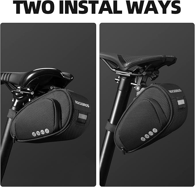 ROCKBROS Bike Saddle Bag Bike Bag Under Seat Bag Bicycle Seat Pack Pouch for Cycling Adjustable Mounting