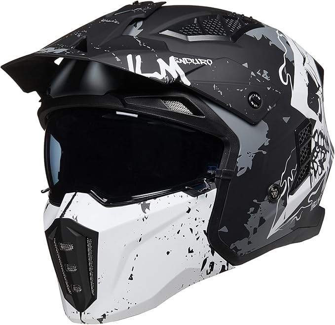 ILM Open Face Motorcycle 3/4 Half Helmet for Men and Women, Vintage Retro Helmet with Visor for Moped ATV Cruiser Scooter DOT Model Z302(Matte Skull,X-Large)