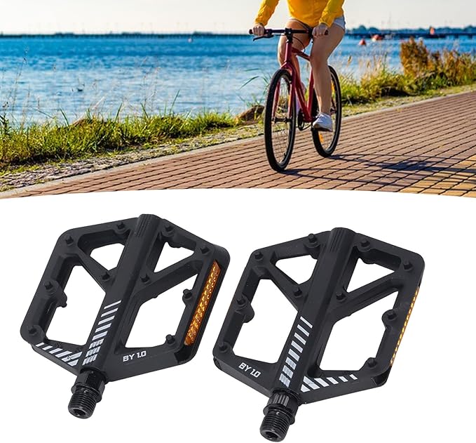 Cycle Pedal Nylon Fiber Enlarged Anti Slip Flat Platform Pedal for Road Mountain Cycle Lightweight Robust Durable Universal Fit 1 Pair (Black)