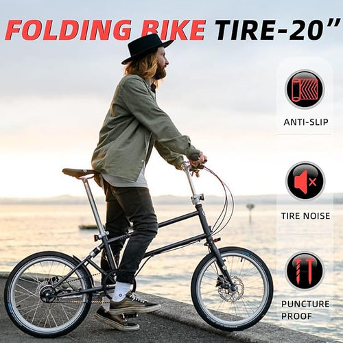 20" x 1.75/1.50 Bike Tires, Puncture Resistant Anti-Skid MTB/E-Bike Tires, 60 TPI Durable Rubber for BMX, Folding Commuter Bikes (20x1.50)(20x1.50)