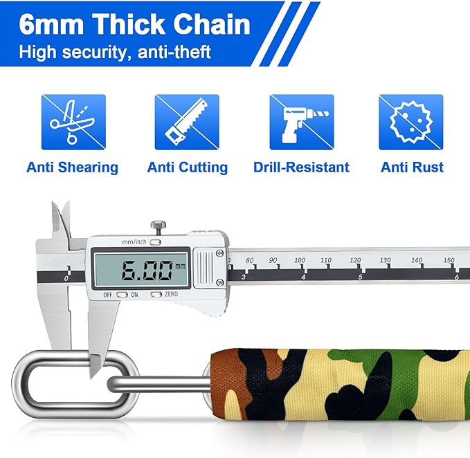 NDakter Bike Lock, 5 Digit Combination Heavy Duty Anti Theft Bicycle Chain Lock, 2.62/3.2/4.27/5/6Ft Long, High Security Resettable, Suitable for Bike, Scooter, Door, Gate, Fence-4/6mm Thick