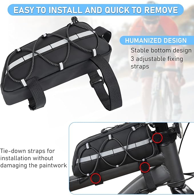 GMAK Top Tube Bike Bag, Bike/Bicycle Phone Front Frame Bags, Cycling Pouch, Bike Accessories Triangle Bag for Men Compatible with Phone Under 6.8'' (iPhone 16/15/14 Pro, Plus, Pro Max)