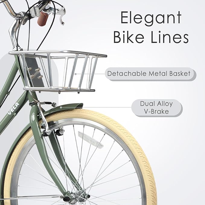 AVASTA Vela Hybrid Bike for Adult Women Female Lightweight Step Through 26 Inch High Tensile Steel Frame City Commuter Comfort Lady Bicycle, 6-Speed, Multiple Colors