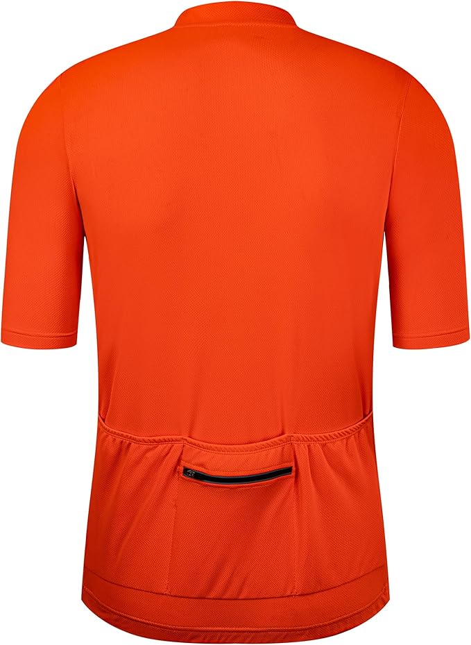 Men's Cycling Jersey Short Sleeves Bike Jersey 1/3 Zipper Solid Color Club Fit, Biking Cycling Shirt Zipper Pocket