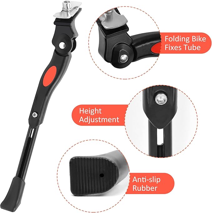 Bike Kickstand,Adjustable Kids Bicycle Kickstand for 18'' 20'' 22'' 24'' 26'' Inch Wheel Side with Hexagon Wrenche Stand 18-26inch Mountain Bike/ Road Bike/BMX/MTB, Black