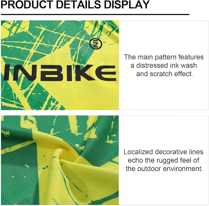 INBIKE Men's Mountain Bike Jersey, Moisture Wicking Short Sleeve Cycling Shirts, Quick Dry Breathable Bicycle Tops for Biking