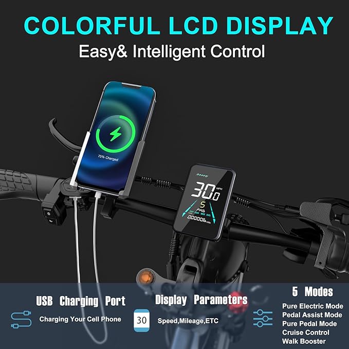 2026 Upgraded Dual Motors AWD Electric Bike for Adults 5000w/3000W/1500W Motor Dirt Ebike 40MPH/30MPH 52V/48V 30Ah/20Ah Battery Up to 90 Miles Long Range 26" Fat Tire Bicycle for Commute Mountains