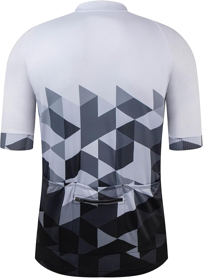 GCRFL Men's Cycling Jersey Short Sleeve Biking Shirt with 3 Rear Pockets + Zipper Pocket Breathable Quick Dry Bicycle Jersey