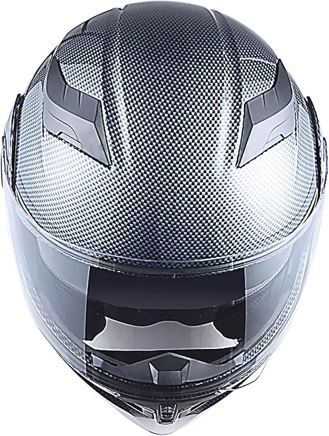 1Storm Motorcycle Modular Full Face Helmet Bike Flip up Dual Visor Sun Shield: HB89 Carbon Fiber Black