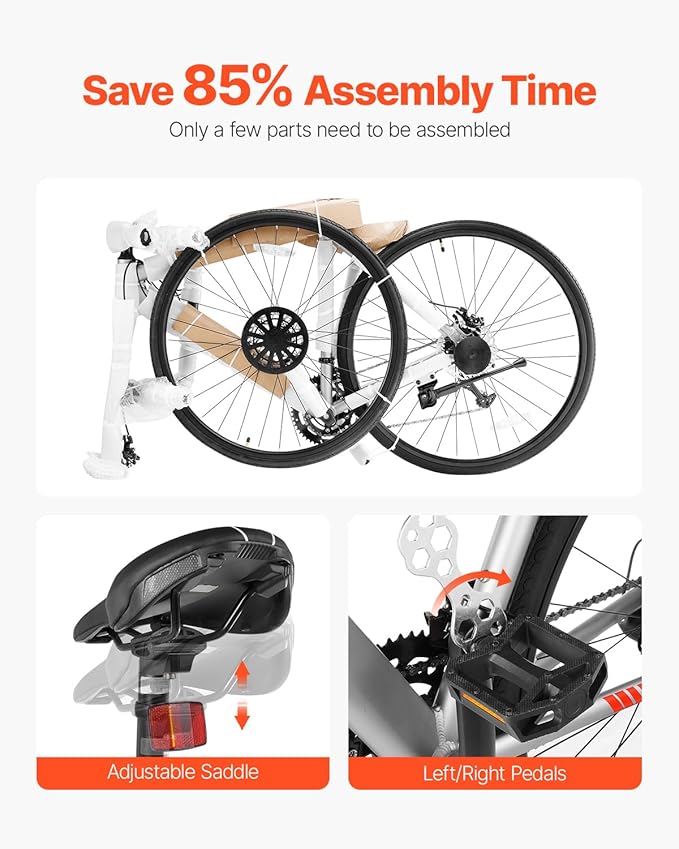VEVOR Road Bike, 700C Wheels Racing Bike, Shimano Drivetrain City Commuter Road Bicycle, Urban Adult Sport Bicycle with Drop Bar, for Men and Women