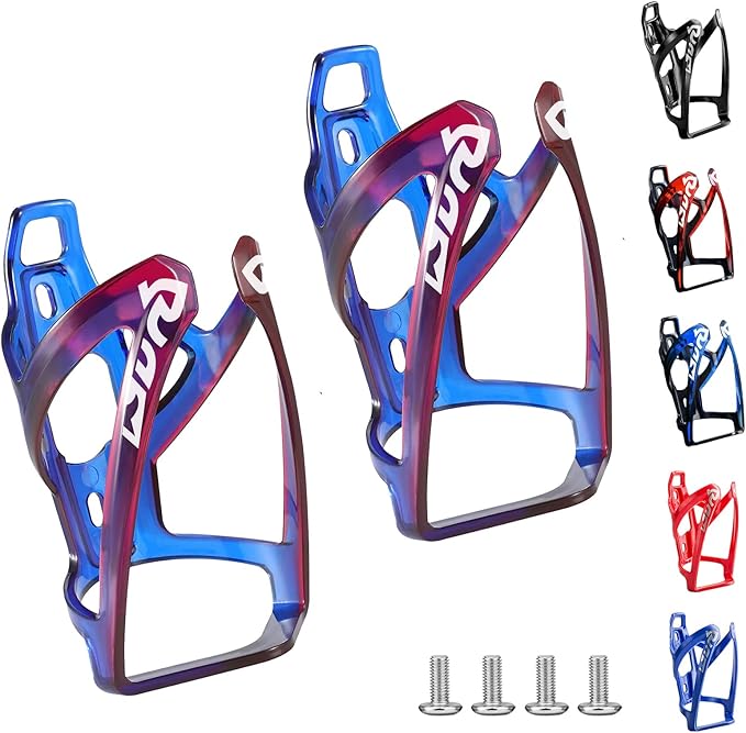 Bike Water Bottle Cage, Universal Bike Water Drink Holder Durable Ultralight Plastic Water Bottle Holder for Bicycle, Cycling Bottle Cages for MTB, Road Bike, Mountain Bike,2 Pack - Blue Purple