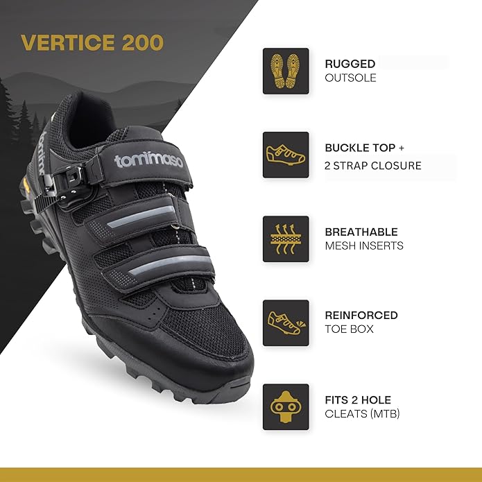 Tommaso Mens Cycling Shoes – SPD Compatible Outdoor, MTB, Gravel & Mountain Bike Shoes – Walkable Design – Cleats Not Included
