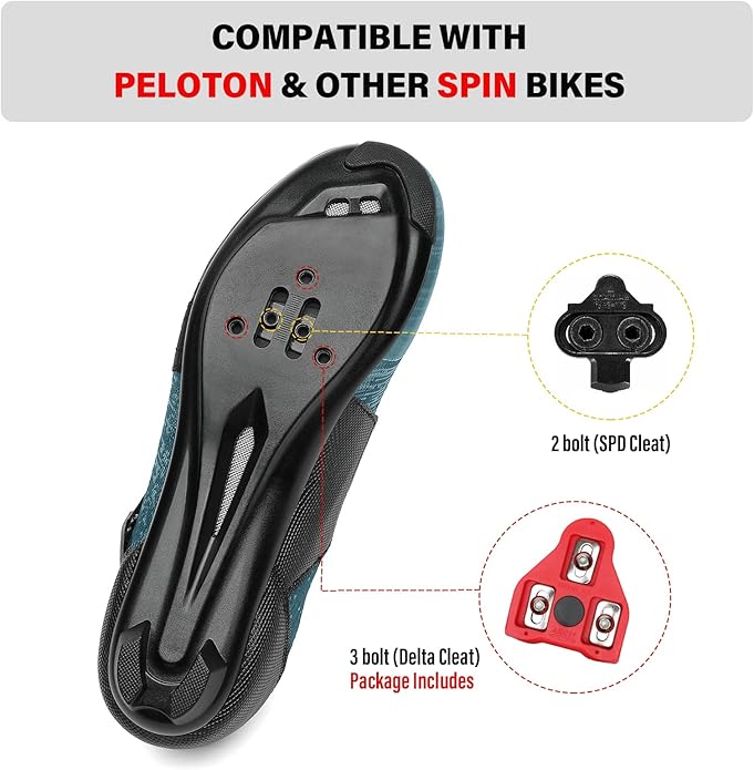 Unisex Cycling Shoes Compatible with Peloton Bike & SPD Indoor Road Riding Biking Bike Shoes with Delta Cleats Included for Men Women