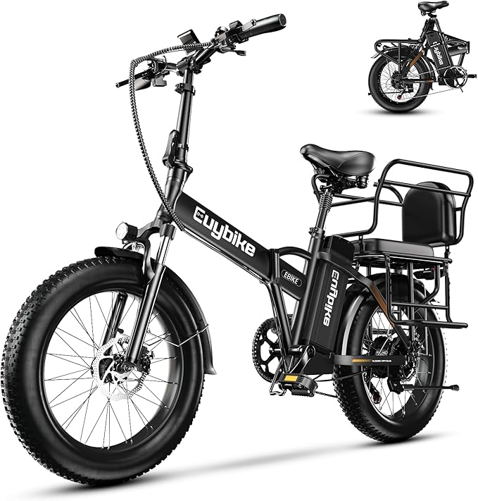 1000W Folding Electric Bike,48V 20AH Removable Battery E Bike,30+MPH,80 Miles Max Range Electric Bike for Adults,20" Fat Tire Foldable ebike,Adult Electric Bicycle for Commute Beach Snow