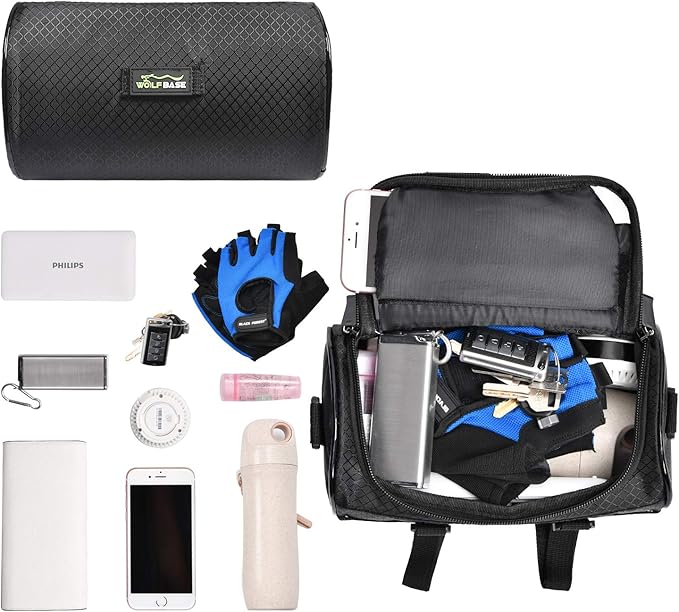 Bike Handlebar Bag, Waterproof Phone Cycling Mount Front Bags, Bicycle Storage Bag with Removable Shoulder Strap, 6 inch Transparent Pouch, Best Gift