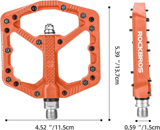 ROCKBROS Mountain Bike Pedals Flat MTB Pedals Nylon Fiber Bicycle Platform Pedals for Road Mountain BMX MTB Bikes