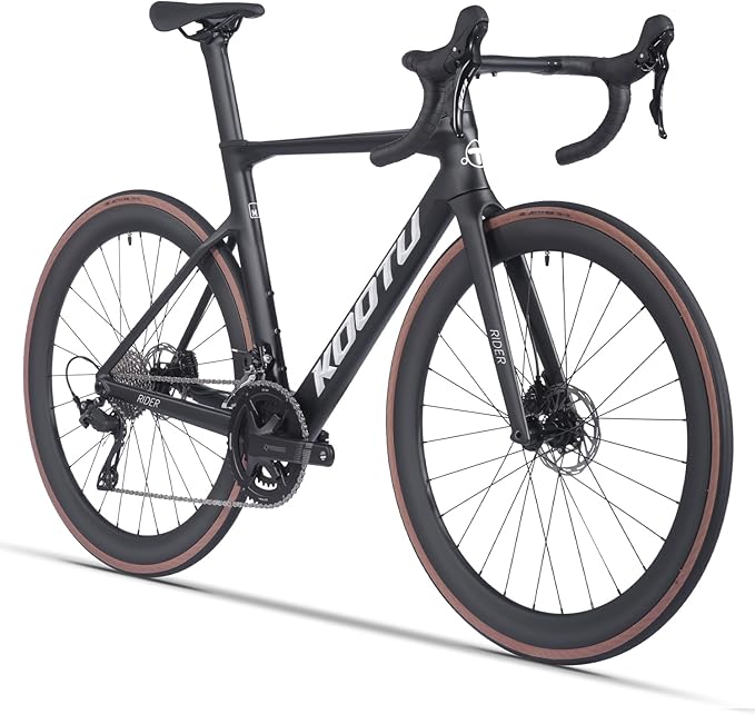 KOOTU Carbon Road Bike, Full Carbon Fiber Disc Brake Lightweight Racing Bicycle with Shimano 105 R7120 24 Speed Groupset and Hydraulic Disc Brake for Adult
