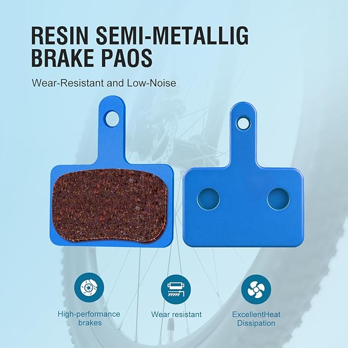 4 Pairs Bike Brake Pads, Disc Brake Pads (Resin,Semi-Metallic) for Mountain Bike Disc Brakes, Bicycle Brake Pads Compatible with TRP Tektro Shimano Deore Br Ebike Brake Pads