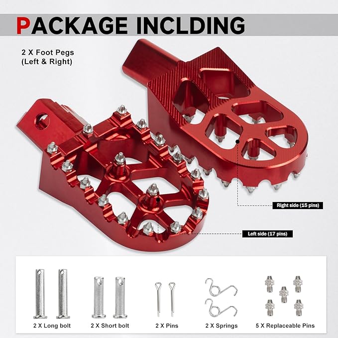 Mini Bike Foot Pegs CNC Anti-Slip Wide Footpegs for CRF50 CRF70 Coleman CT100U CT200U BT200X CC100X CRF XR50 70 110 125 SSR Apollo TaoTao Motorcycle Dirt Bike Pit Bike Pedals(Red)
