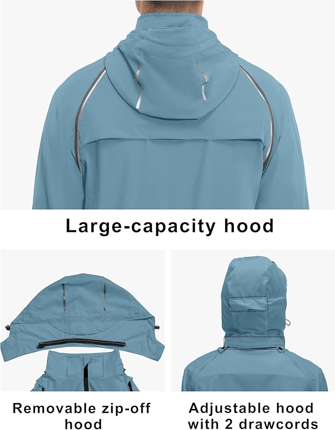 Little Donkey Andy Men's Quick-dry Running Jacket, Convertible UPF 50+ Cycling Jacket Windbreaker with Removable Sleeves