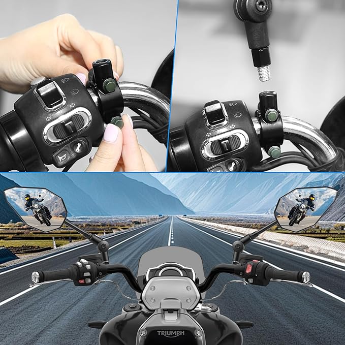 Rearview Motorcycle End Bar Mirror,Motorcycles Handlebar End Side Rear View Mirrors, Universal Handle Round Compatible with Most Motorcycle, E-bike, Scooters, ATV, UTV, Snowmobile,Mini Type4