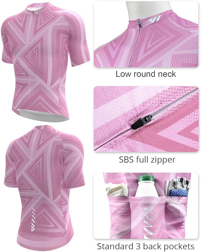 Wulibike Men's Cycling Jerseys Short Sleeve Bike Biking Shirts Full Zip with Pockets Road Bicycle Clothing