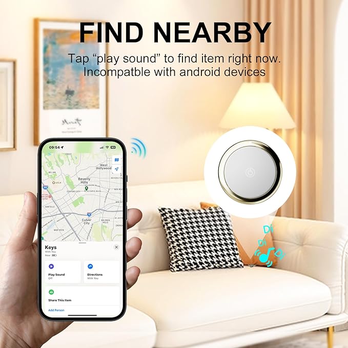Bluetooth Tracker Item Finders Work for Apple Find My (iOS Only) APP GPS Tracker for Dogs Cats Luggage Keys Backpack Satchel Etc (Black*White, 2Pack)