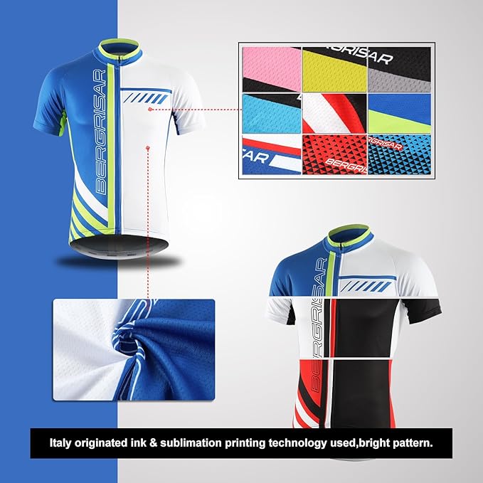 BERGRISAR Men's Cycling Jerseys Short Sleeves Bike Shirt