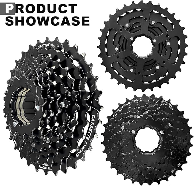 Bike Cassette 8 Speed Cassette Sprockets CS-HG200 12-32T Bike Sprocket for Mountain Bike Folding Bike Commuter Bike Speed Black