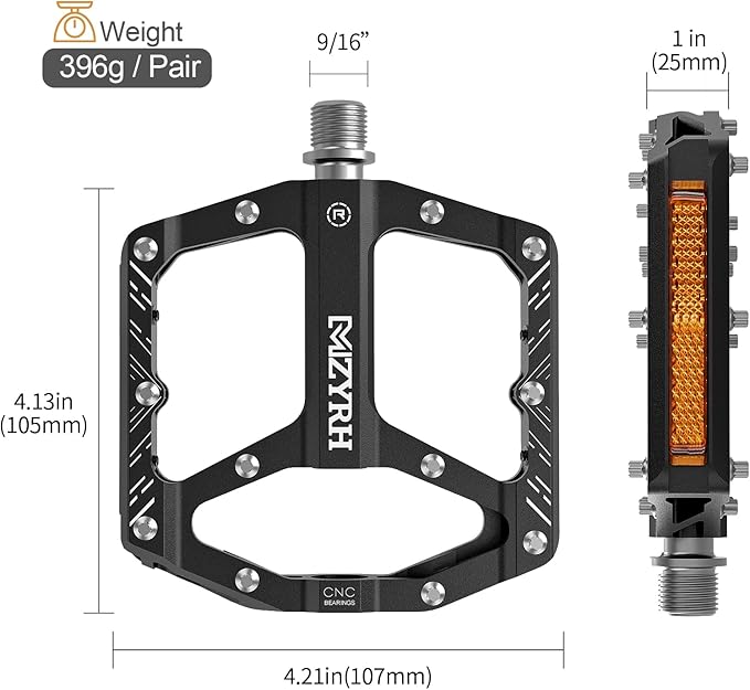 MZYRH Mountain Bike Pedals MTB Pedals,9/16" Non-Slip Lightweight Aluminum Alloy Bicycle Pedals for Road Mountain BMX MTB