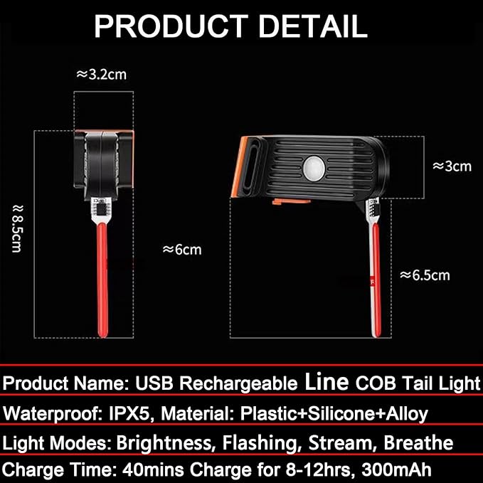 Bike Tail Light LED Rechargeable Rear Bicycle Light for Night Riding Cycling Bright Back Mountain Bike Ebike Accessories Waterproof Safety Warning Light for Adult Kids