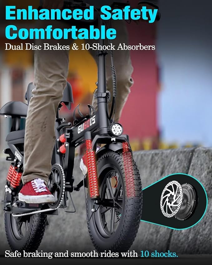 Electric Bike for Adults, 16"/20" Tire E-Bike with 750W/1000W Peak Motor, 48V Removable Battery, Up to 45/60 Miles Range & 28/30MPH, Folding Electric Bike for City and Outdoor Ride