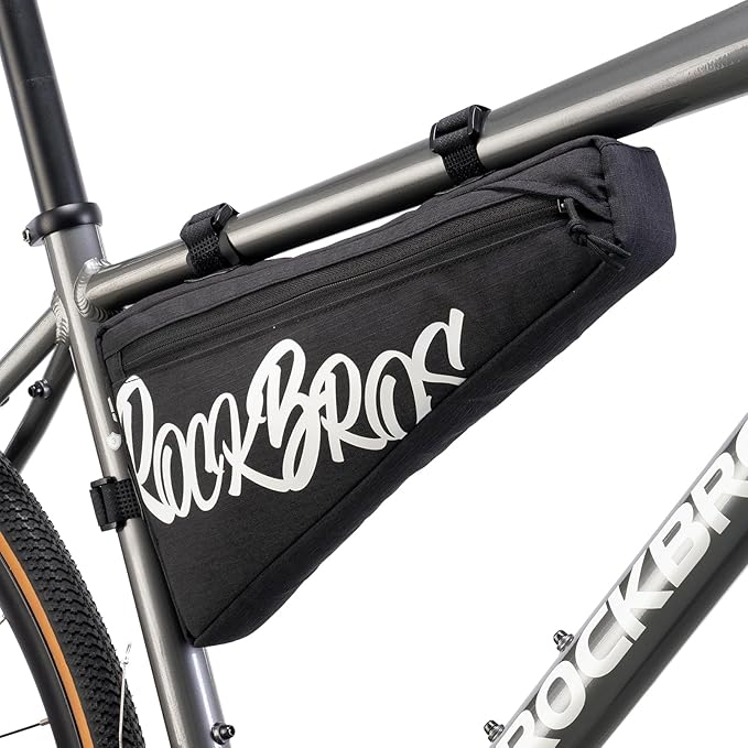 ROCKBROS Bike Frame Bag 1.9L Bike Triangle Bag Water Resistant Bike Frame Pouch Black/Blue/Red Bike Bag for Bicycles Black