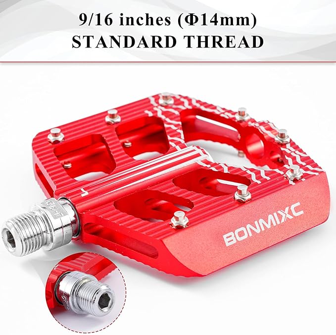 Bike Pedals 9/16 Mountain Bike Pedals Non-Slip Aluminum Alloy Large Platform Sealed Bearing Flat Road Bicycle Pedals