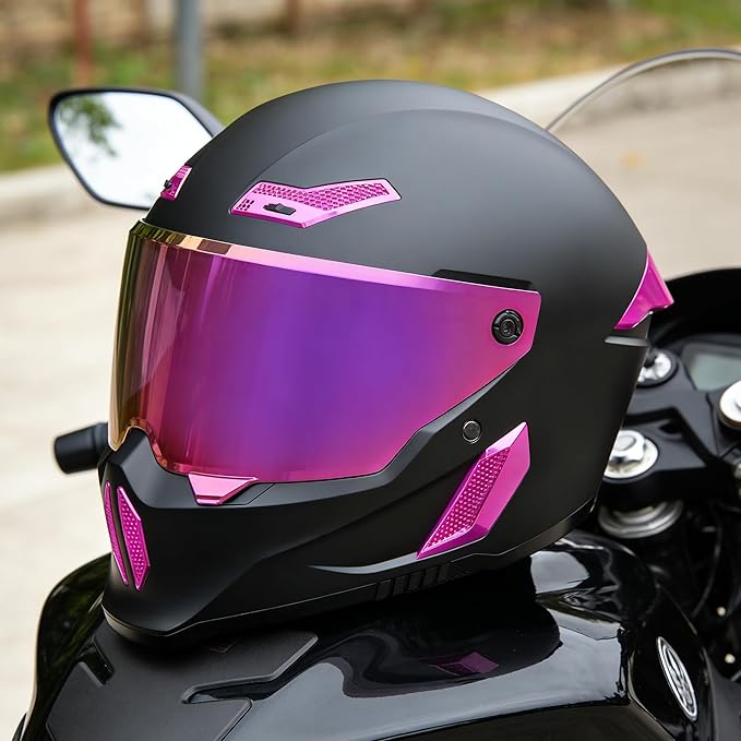 Motorcycle Helmets for Adult Men Women,Full Face Motorcycle Helmet,MG666 DOT Approved Motorbike Racing Street Bike Helmets with Two Visors