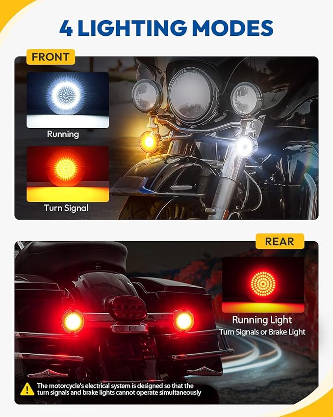 Brightness 1157 1156 LED Turn Signals 3 1/4 Inch Compatible for Harley Electra Glide Road King Softail Tour Glide Ultra Limited Turn Signal Led Lights Brake Lights 1986-2024